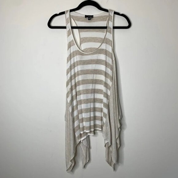Aritzia Dilemma Tank Top Blouse Draped Stripe Flowy Sleeveless Cream White XS - Picture 6 of 15